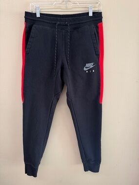 Nike Black Jogger Pants with Red Panels SzM